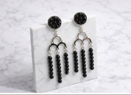 Black Chandelier Beaded Drop Earrings