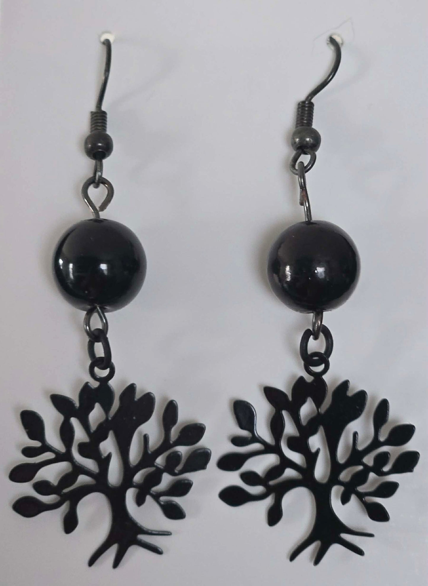 Black Tree of Life Drop Earrings