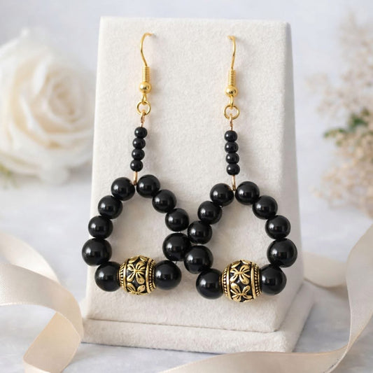 Black Gold Drop Earrings