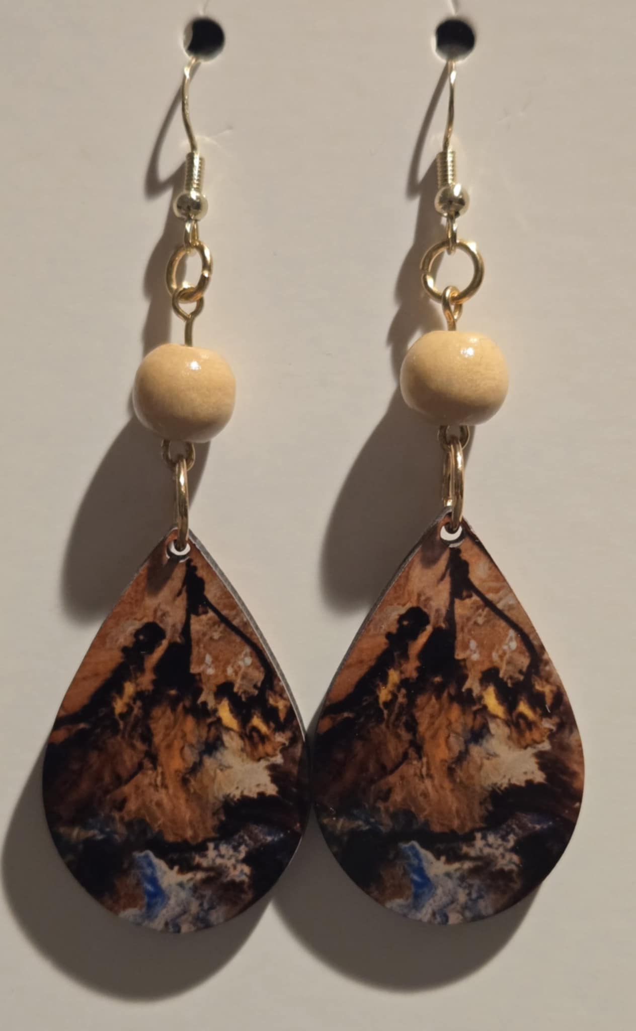 Wood Patterned Drop Earrings