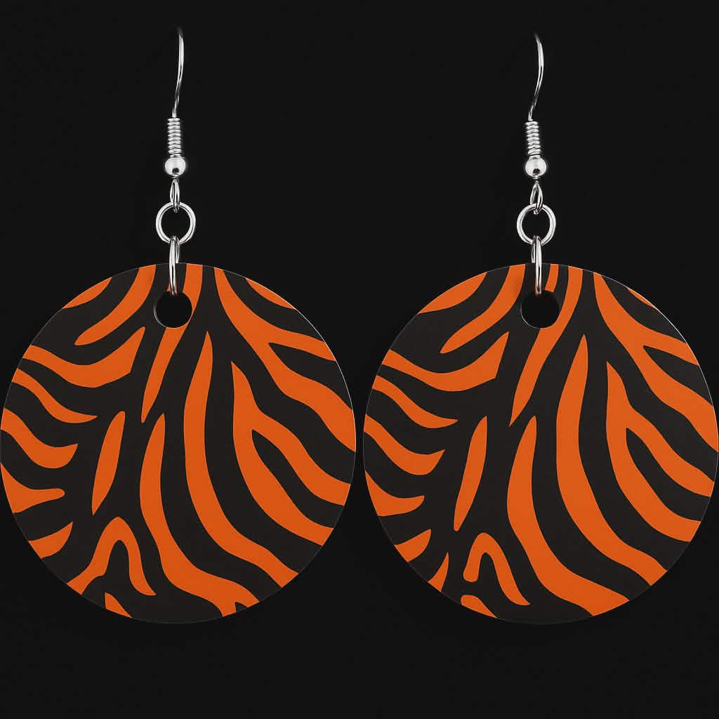 Bold Orange & Black Zebra Print Earrings